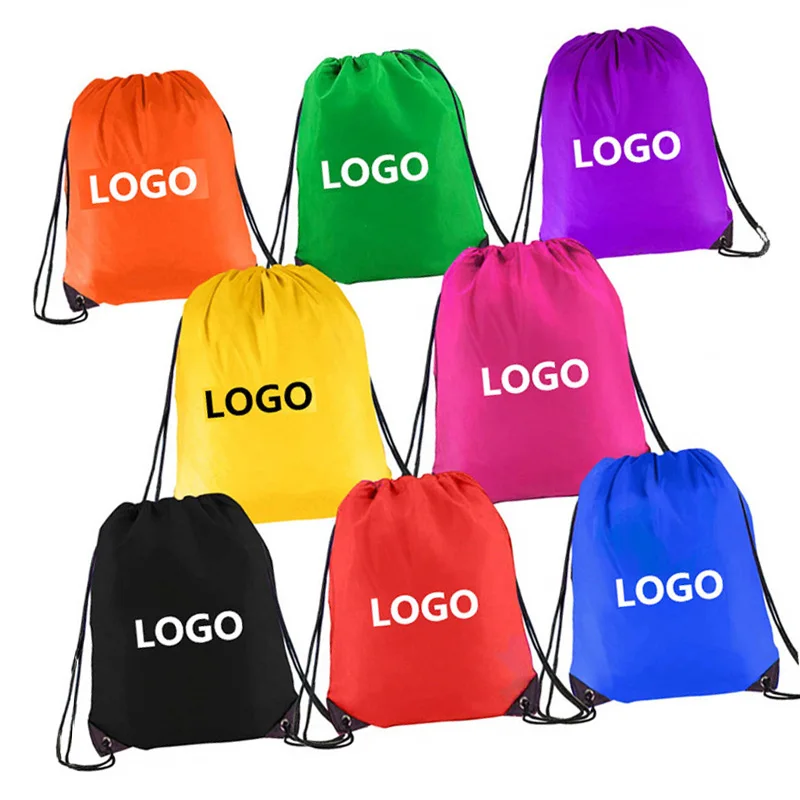 Wrapping Lined Personalised Printing Rope Colorful Draw string Sports Bag Promotional custom Polyester Drawstring Backpack
