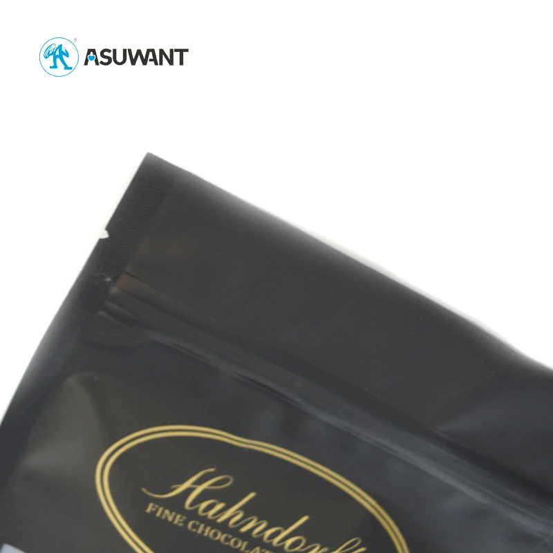 Custom Printed 2 lb Matte Black Stand Up Pouch Resealable Aluminum Foil Zip Lock Mylar Flour Packaging Bags with Frosted Window