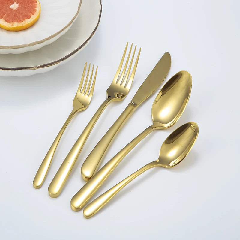 
High quality western tableware,18/10 metal gold mirror cutlery set for restaurant 