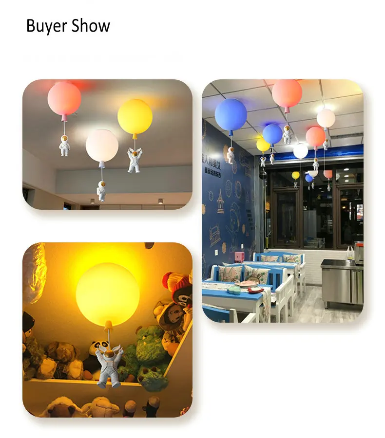 Creative Cartoon Kid Bedroom Colorful Bubble Ceiling Light with Astronaut Chandelier Lamp E27 Bulb