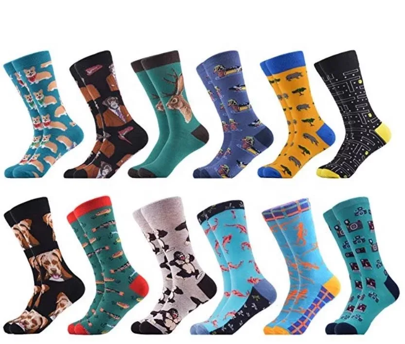 dropshipping funny crew cartoon socks custom logo mens comics socks wholesale crazy super hero socks happy design high quality