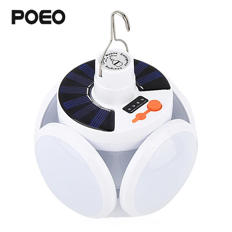 Solar Rechargeable Camping Light solar folding lamps,Portable Tent Lamp With Hanging Hook,Folding Led Footballn Yard Solar Light