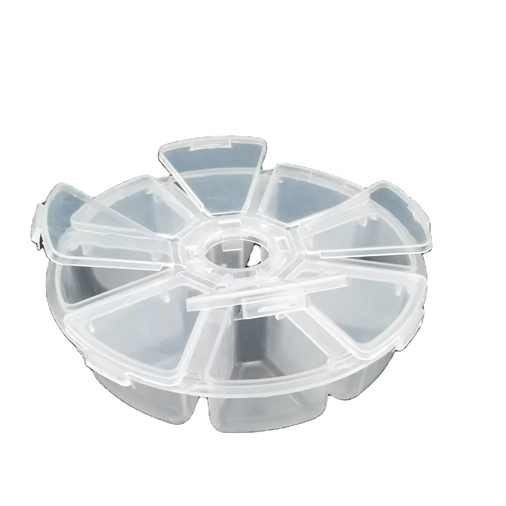 8 compartments container storage box plastic, clear round ufo plastic storage boxes