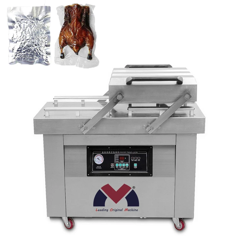 Double chamber vacuum packaging machine vegetable nut beans wet food meat vacuum packing machine vacuum food sealer