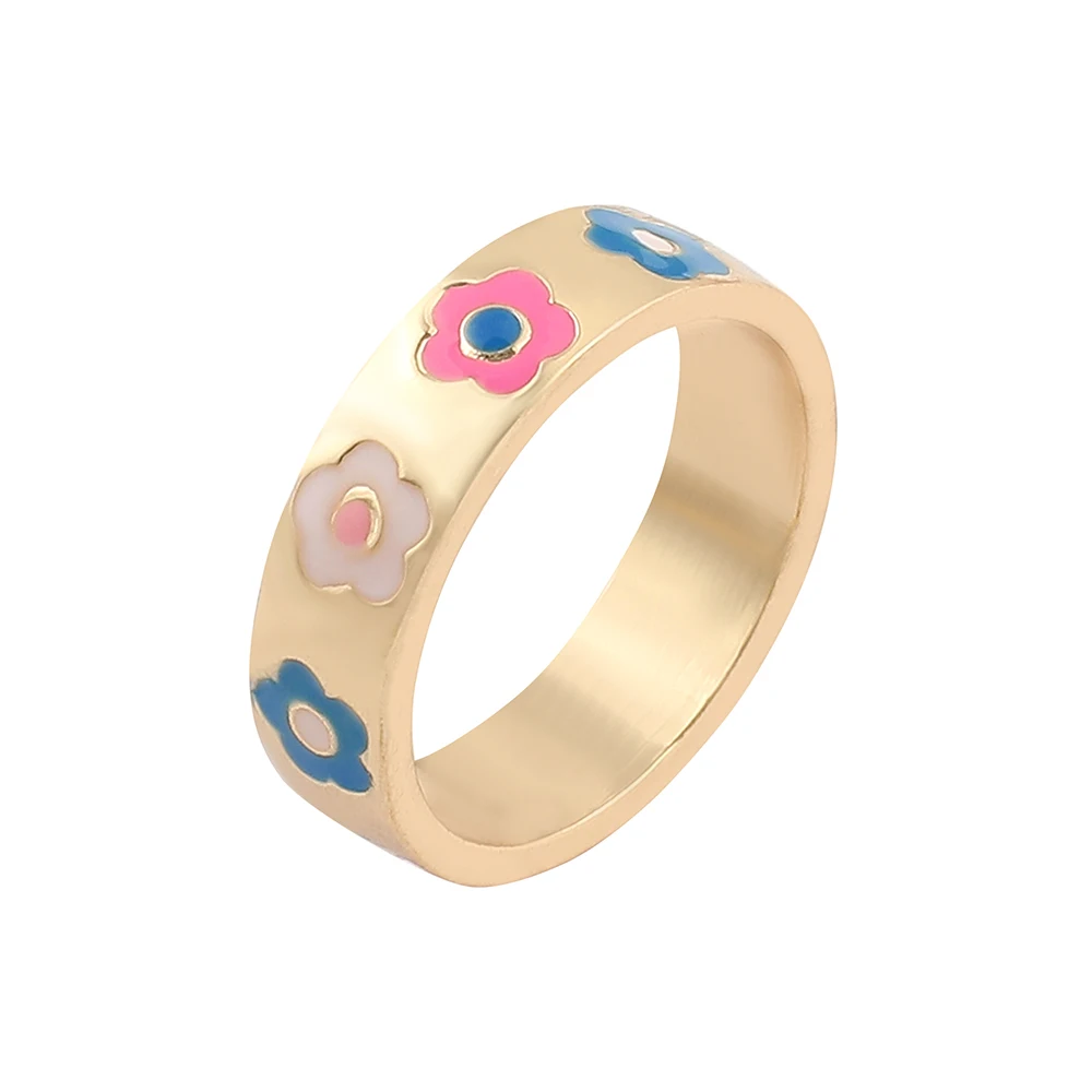 Creative Enamel Colorful Letter Ring for Women Cute Zinc Alloy Style Perfect Aesthetic Jewelry for Anniversary Party Gift