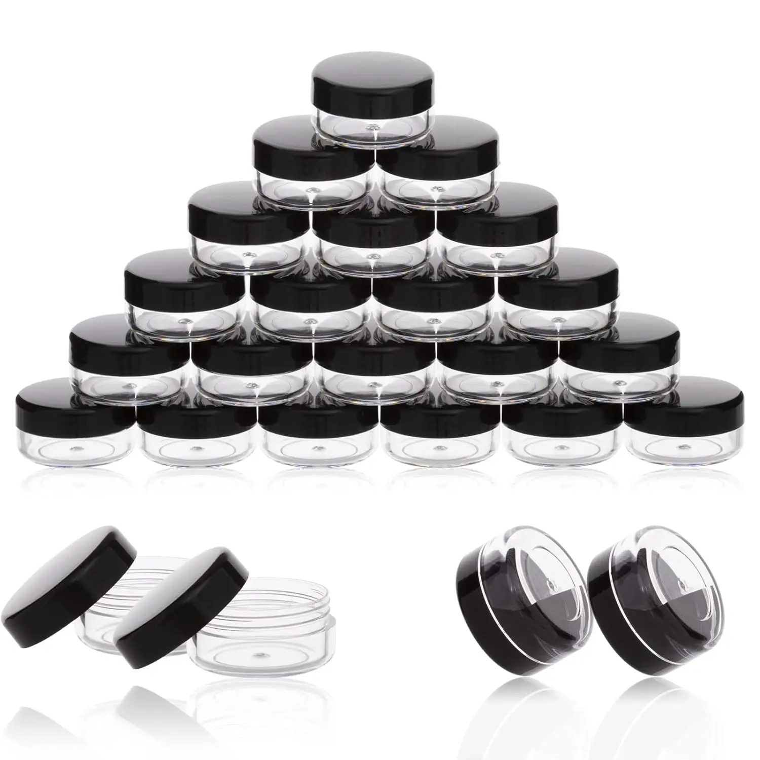 3ML Makeup Cosmetic Containers for Lip Balms, Lotion, Powder, Beauty Products(Black Lids)