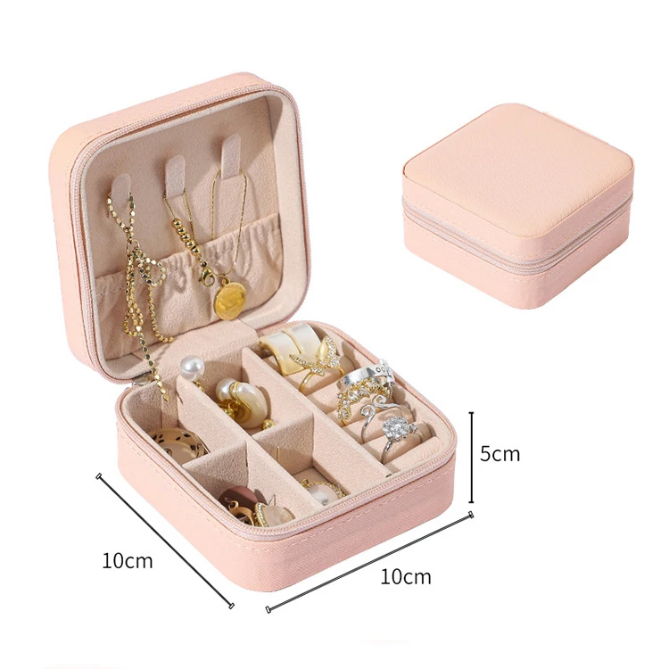 Portable PU Leather Jewelry Storage Display Boxes Candy Color Travel Jewelry Case Earrings Necklace Ring Jewelry Organizer