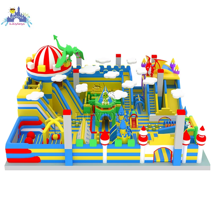 Lilytoys dinosaur theme outdoor playground for kids   inflatable playground inflatable amusement funcity inflatable obstacle