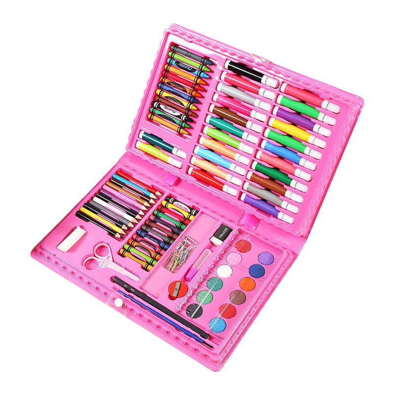 
High Quality 86 pcs Set 24 Colors Marker Pen Children Drawing Gift Kawaii School Supplies Stationery Set 