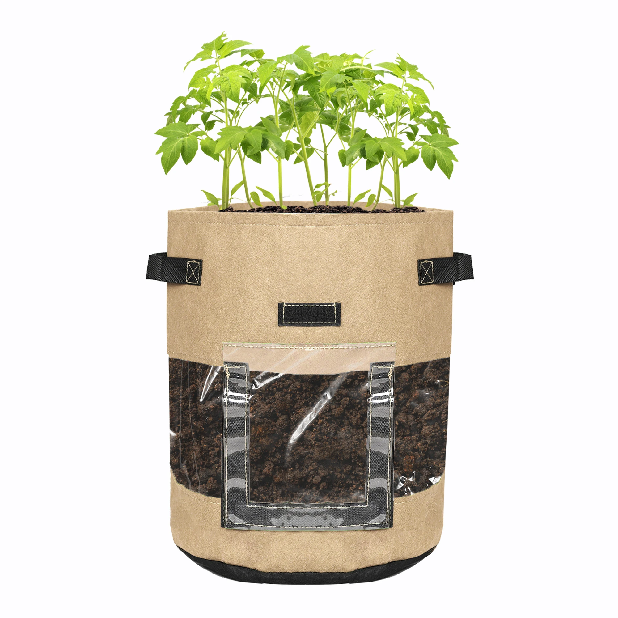 Garden Planting Pot Non Woven Fabric Grow Bag With Harvest Window Potato Bags Tomato Vegetable Flower Planter