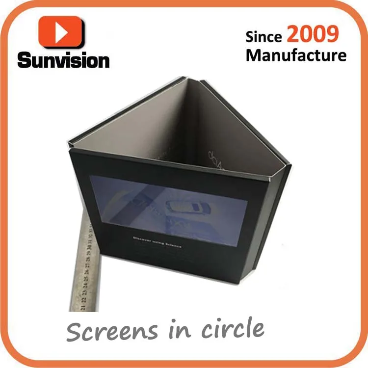 Специальная конструкция 7 дюймов видео брошюра 350gsm в твердом переплете по индивидуальному заказу видео брошюра