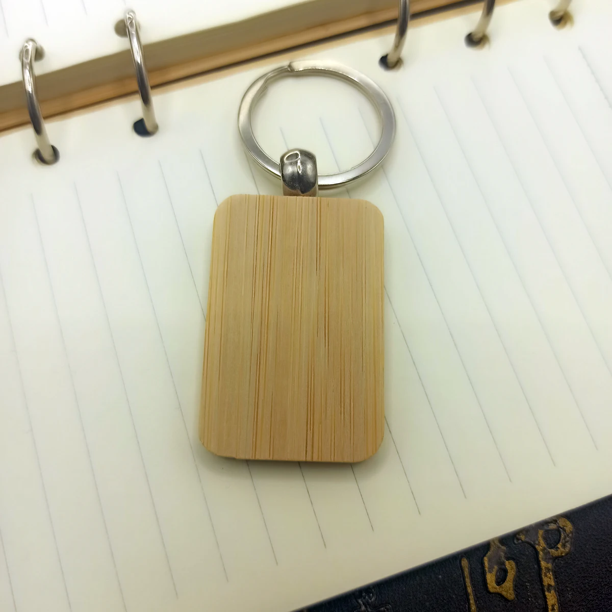 bamboo Keychain Key Chains Round Square Rectangle Shape Blank Wood Key Rings DIY Key Holders Gifts