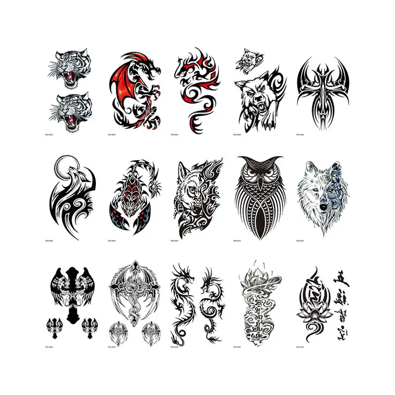 Customize Animal Pattern Temporary Tattoo Sticker Fashion Body Art Waterproof Tattoo Sticker