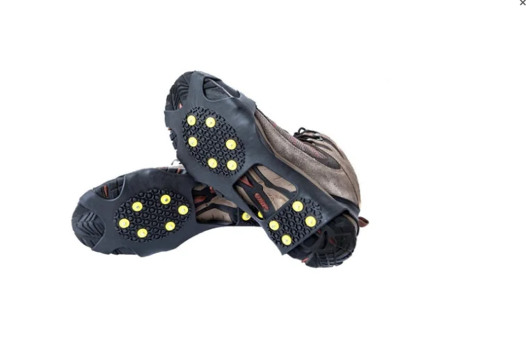 Black Anti-Slip Winter Boot Shoes Spiked Snow Ice Grippers without Replaceable Spikes Safety Shoes Gripper Straps for Boots