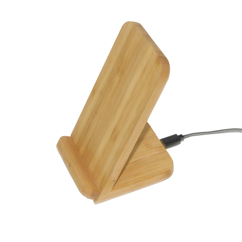 OEM Bamboo Charging Fast Qi Phone Portable Custom Logo Wireless Charger Stand