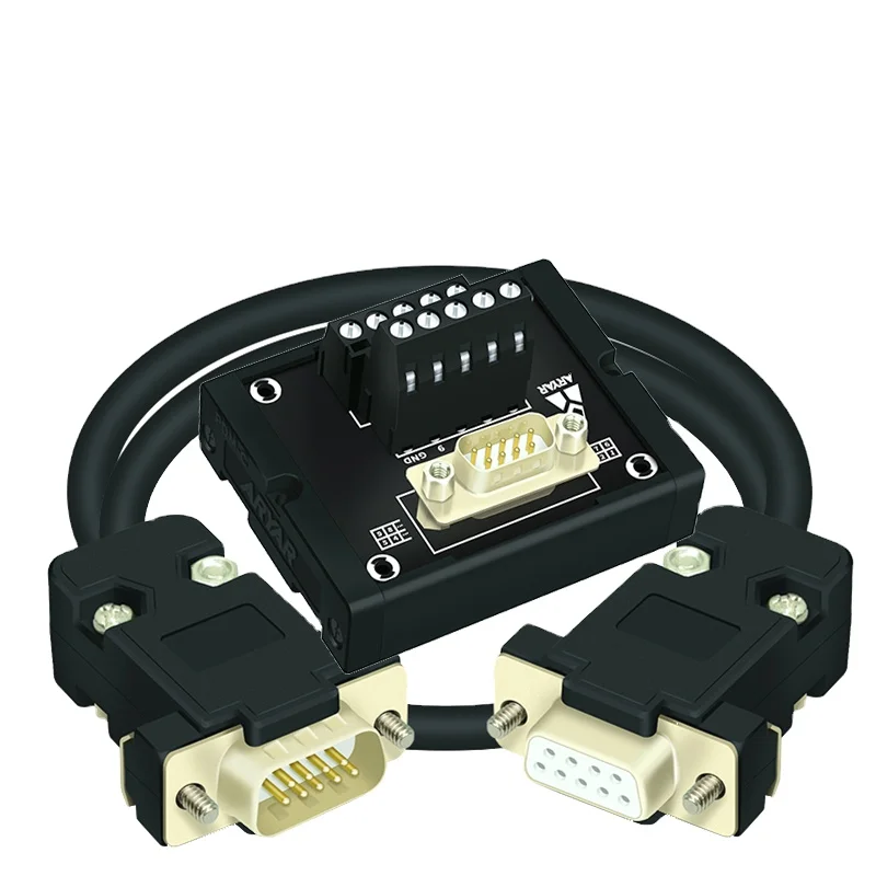 FX-DB9/M-TB and DB9-Male to Female 1M Cable,Dual DB9 D-Sub DIN Rail Mount Interface Module RS232 DB9 Connector