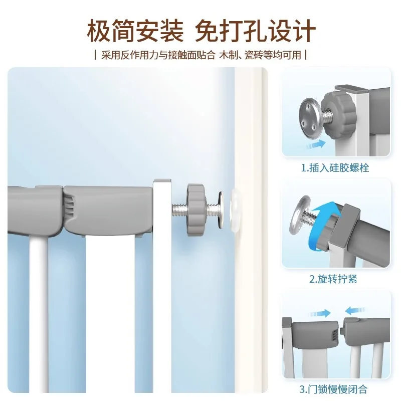 Walk Through Pets Stair Fence For Baby Toddler Plastic Retractable Width Adjustable Kit No Drilling Baby Safety Gate