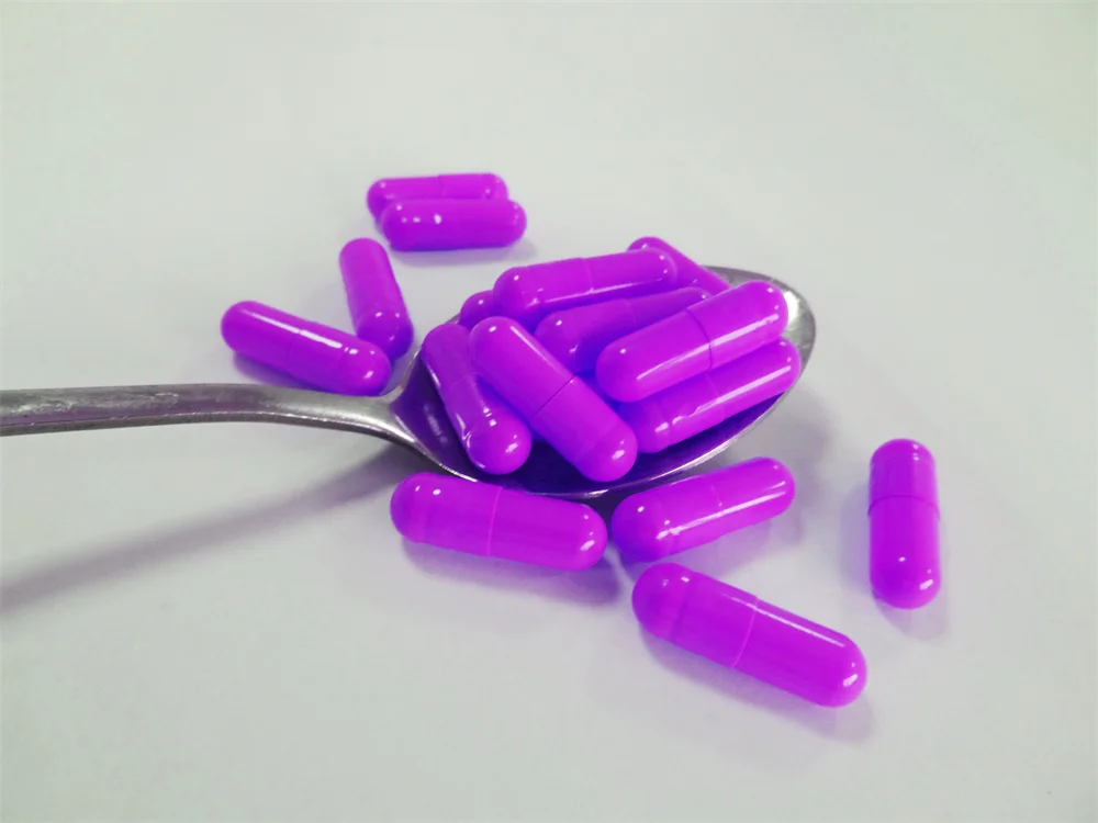Clear/transparent size 00/0/1/2/3/4/5 HPMC empty Capsule shell purple empty gelatine capsule