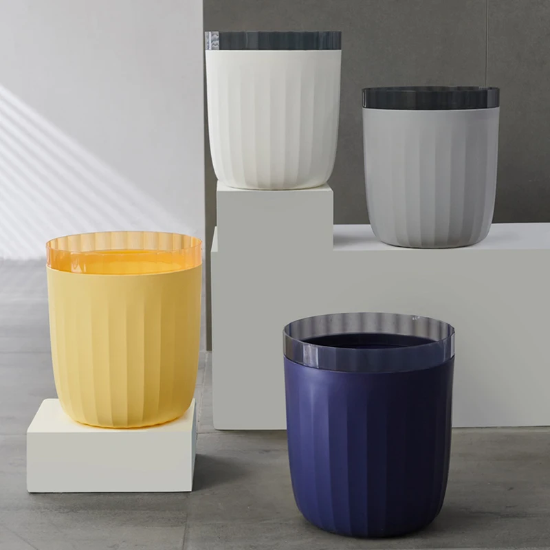 Modern Nordic Style Trash Can  Big Calibre Uncovered Plastic Trash Bin For Bedroom and Living Room Household