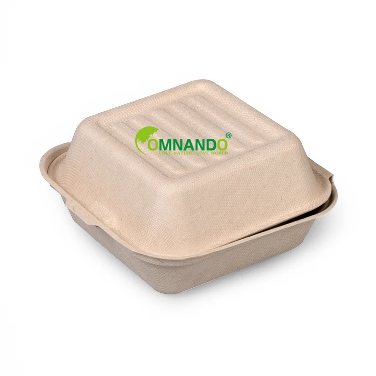 2022 Guangzhou disposable biodegradable takeaway bagasse food container bagasse wheat straw bamboo paper food packaging box