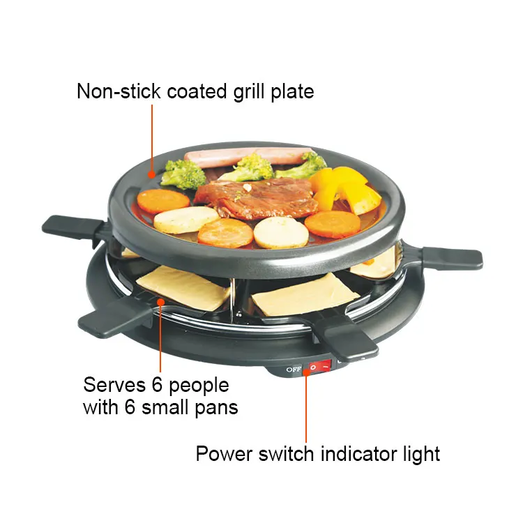 XJ-3K042 Indoor BBQ Grill Portable Electric Barbecue Grills BBQ Raclette Grill Non-stick Electric Pan PTFE Die Casting Aluminum