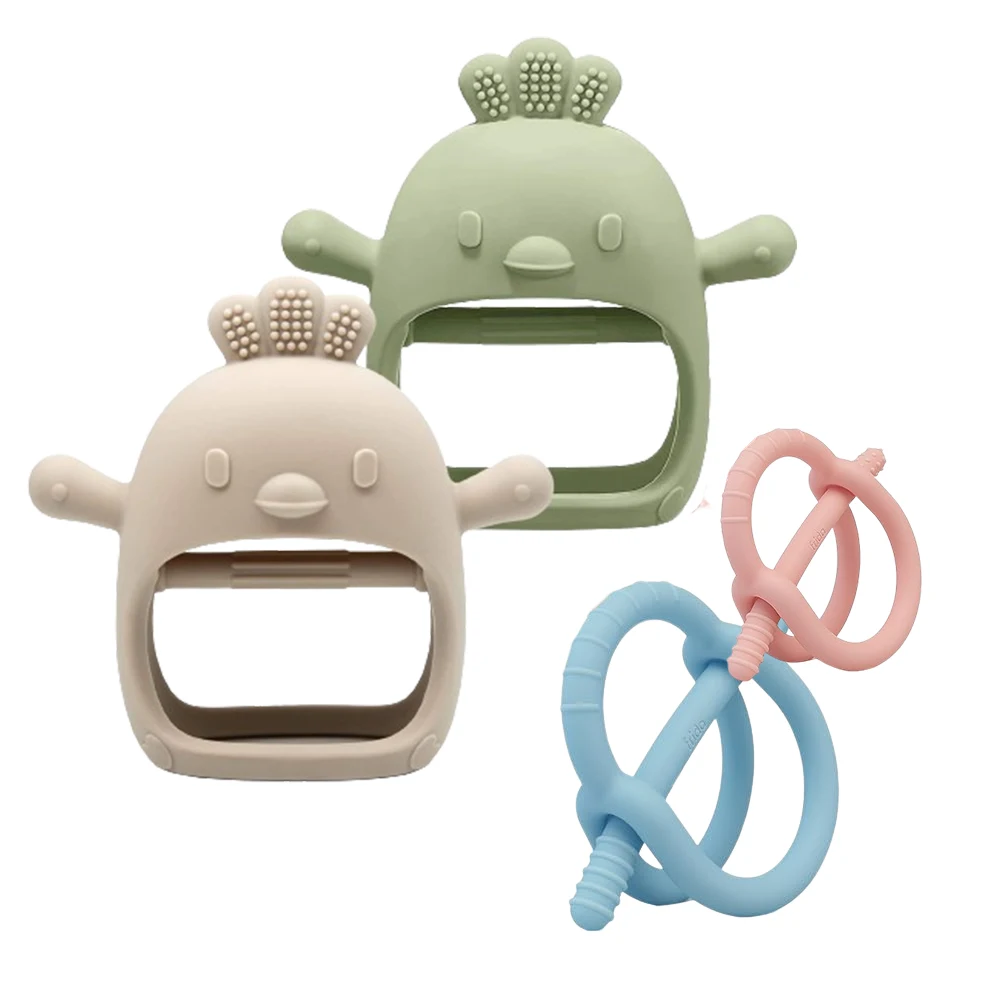 BPA Free Baby Teething Toy Anti Dropping Wrist Hand Baby Silicone Teethers Teething Mitten for Babies