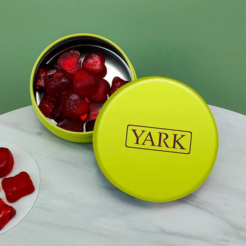 Custom child resistant gummies edibles food metal round small tin can packaging