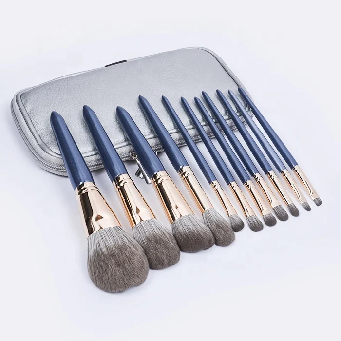 Blue color makeup brush professional custom brush set make up cosmetic face makeup brush set
