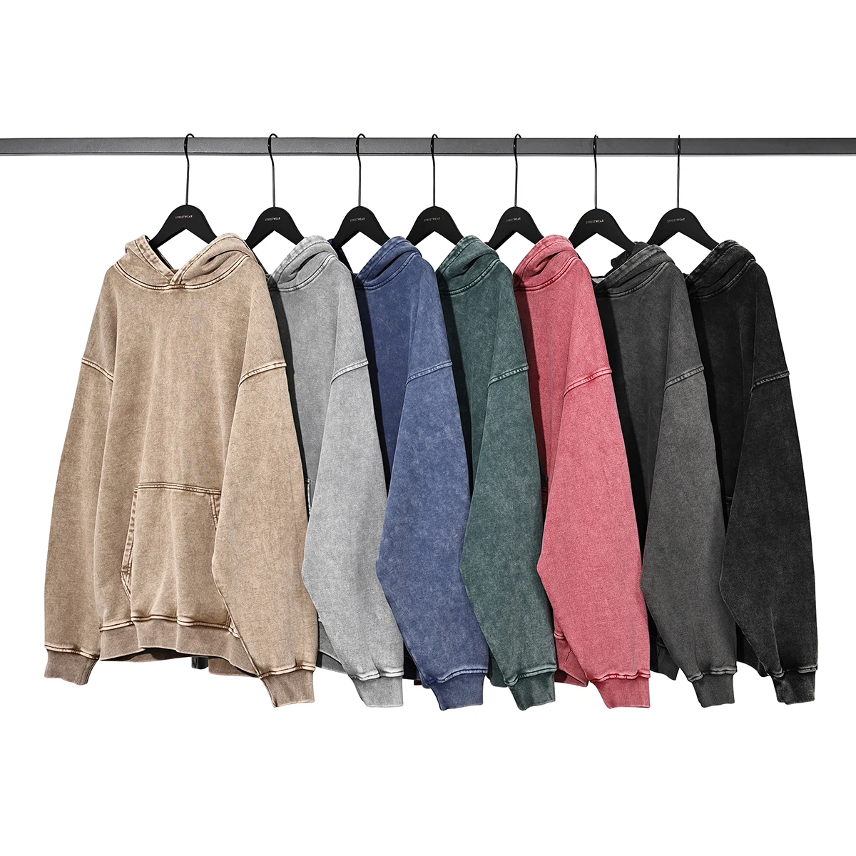 Wholesale Heavy No String 100% Cotton Oversized Hoodie Custom Men Acid Washed Vintage Drop Shoulder Hoodie