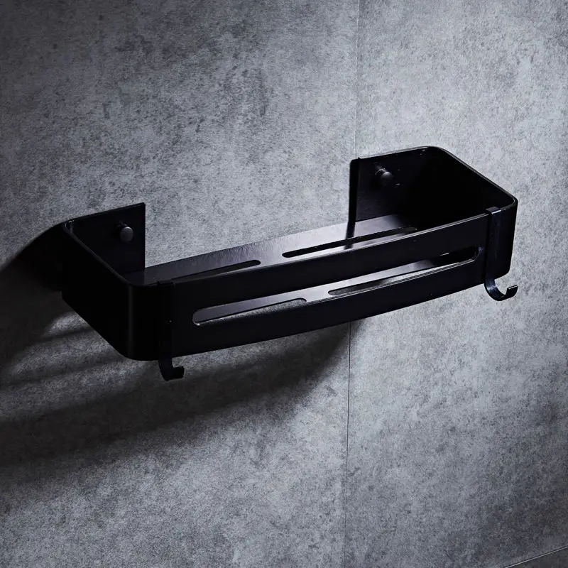 Self Adhesive Wall Mount Shower Corner Shelf with Hooks Bathroom Shower Caddy