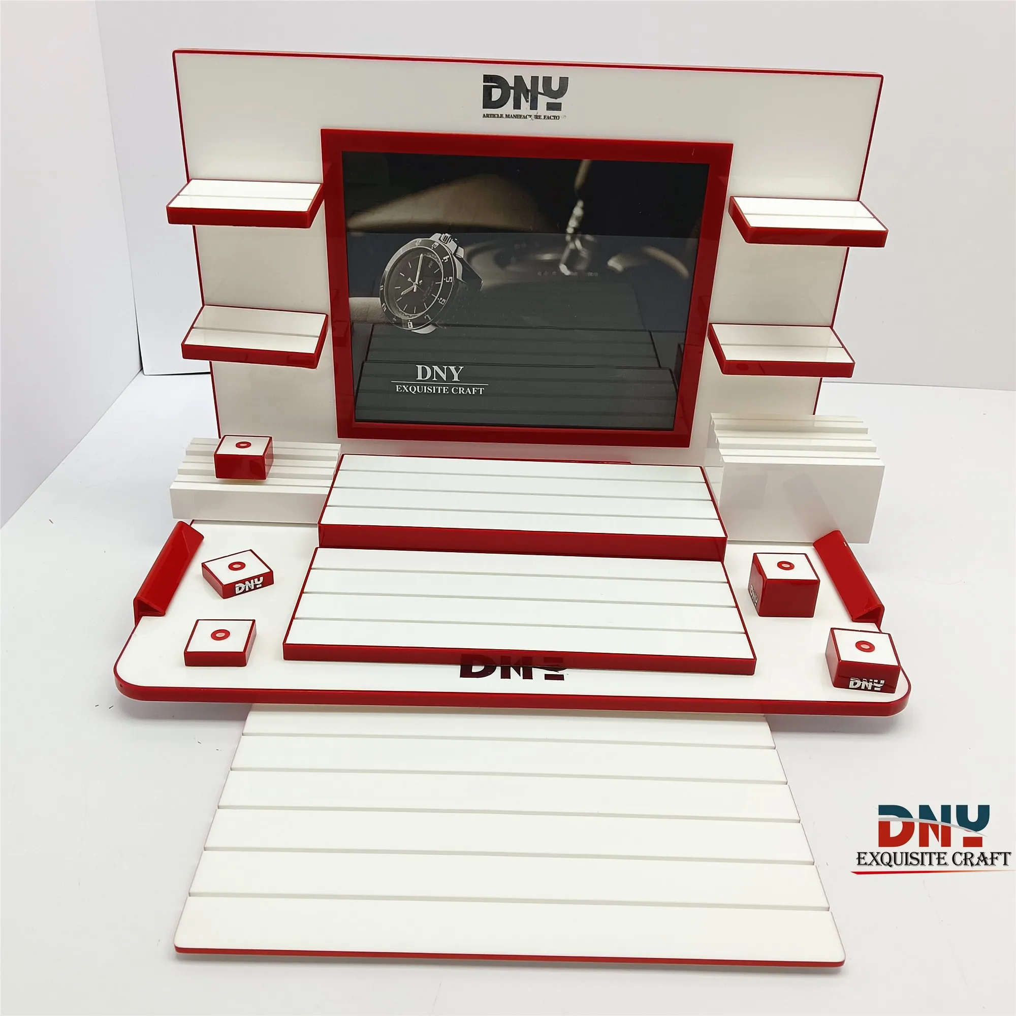 Factory custom fashion acrylic watch display stand set for shop counter add brand influence