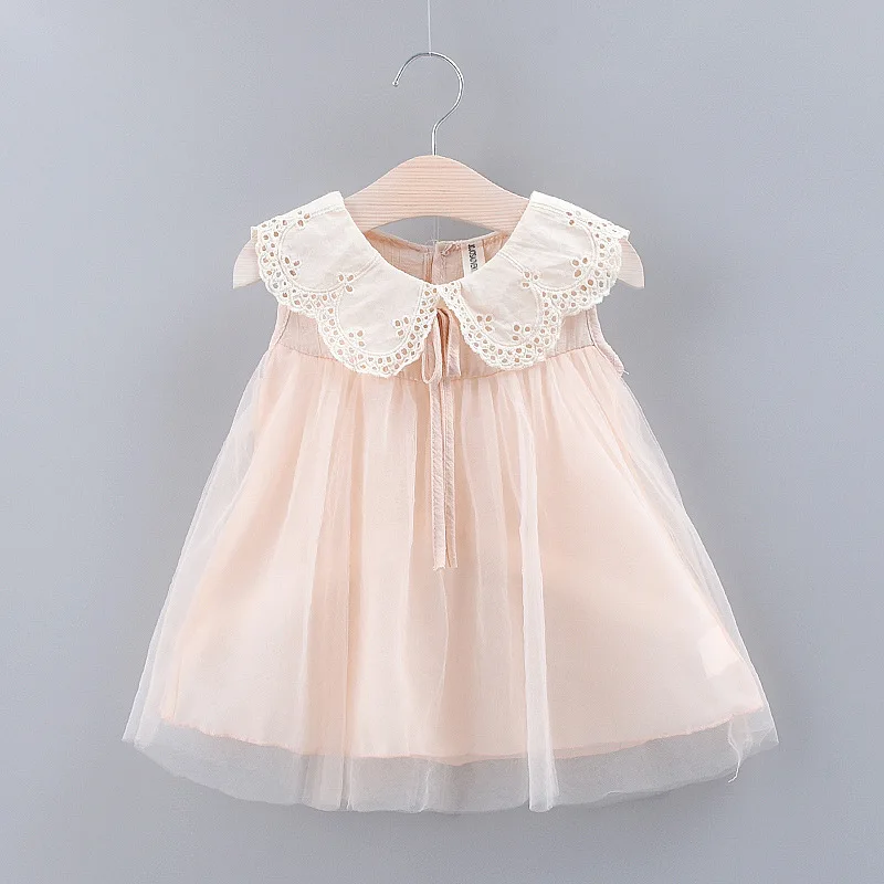 
Clothing Wholesaler Baby Girls beautiful summer doll collar lace Christening Baptism princess tutu Baby white dress 