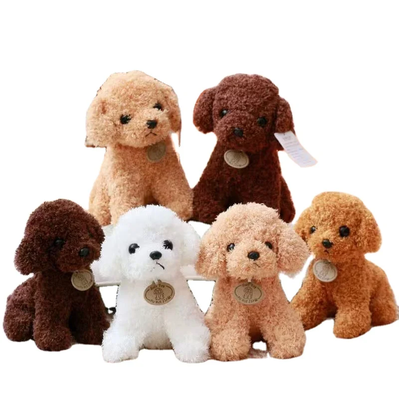 T368 Cute 3Pcs Simulation Teddy Dog Doll Super Soft Short Plush PP Cotton Filled Plush Animal Doll For Children