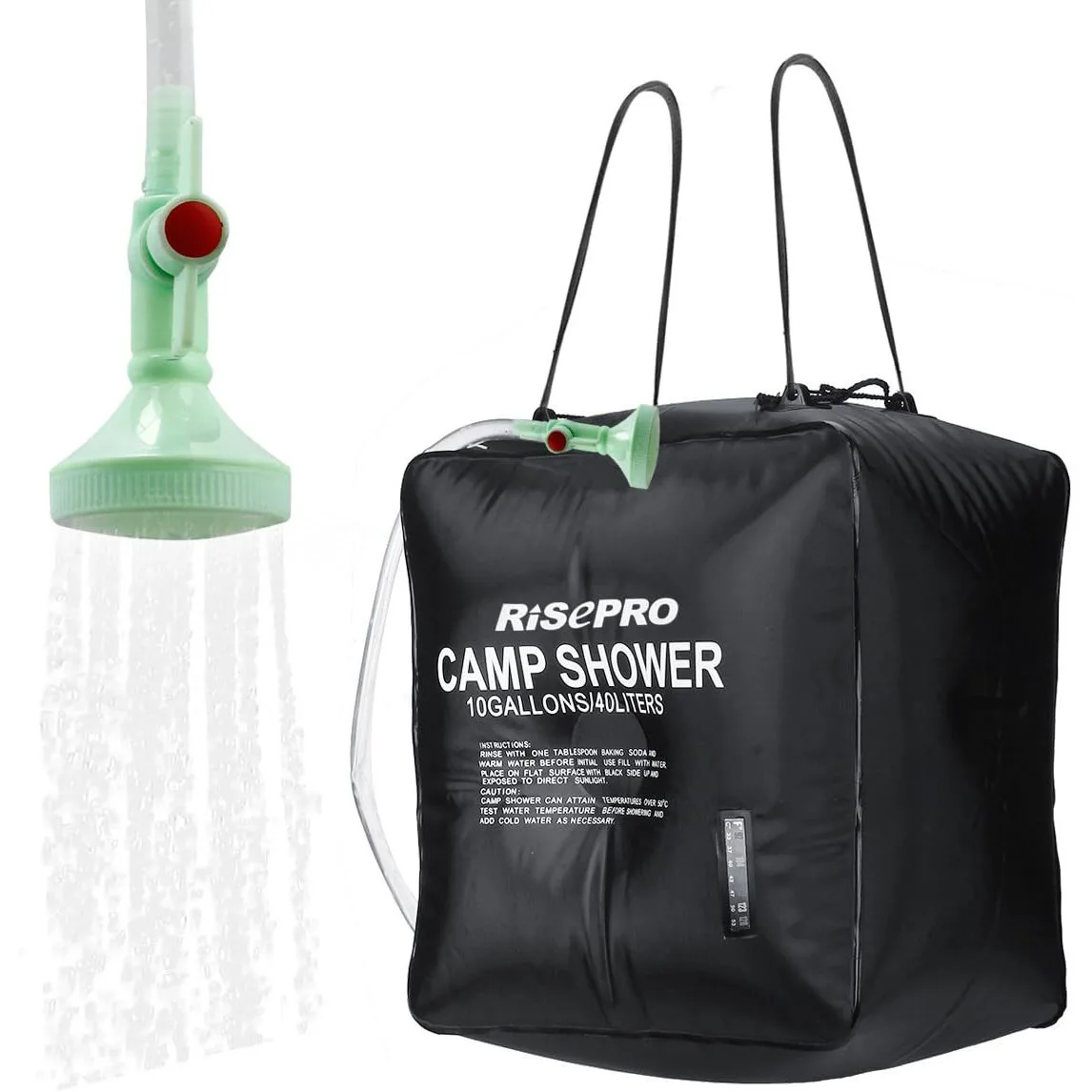 10 gallons/40L Solar Shower Bag Solar Heating Camping Shower Bag with Temperature Hot Water Outdoor Hiking Climbing XH07