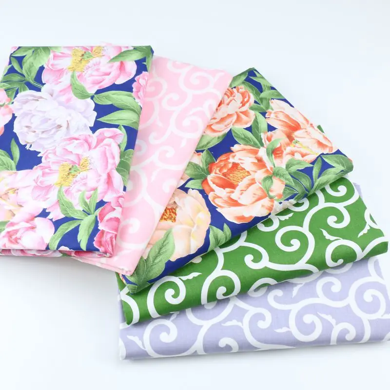 Korean retro pastoral peony Xiangyun printing cloth home textile pure cotton twill household quilt cover pure cotton fabric