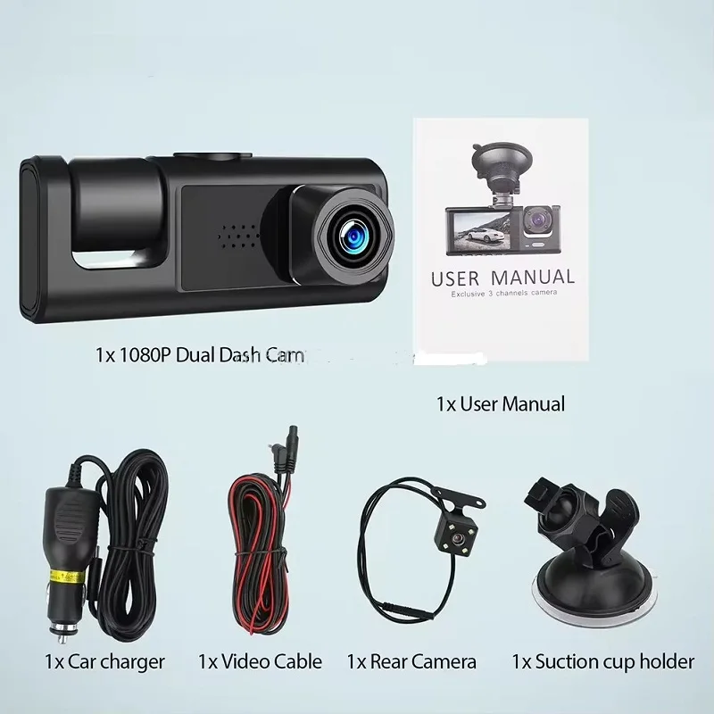 Lingtong 6248-1084-0308-2.0-inch IPS-V09 Real Triple Record Plus Weighted Force Car Video Recorder