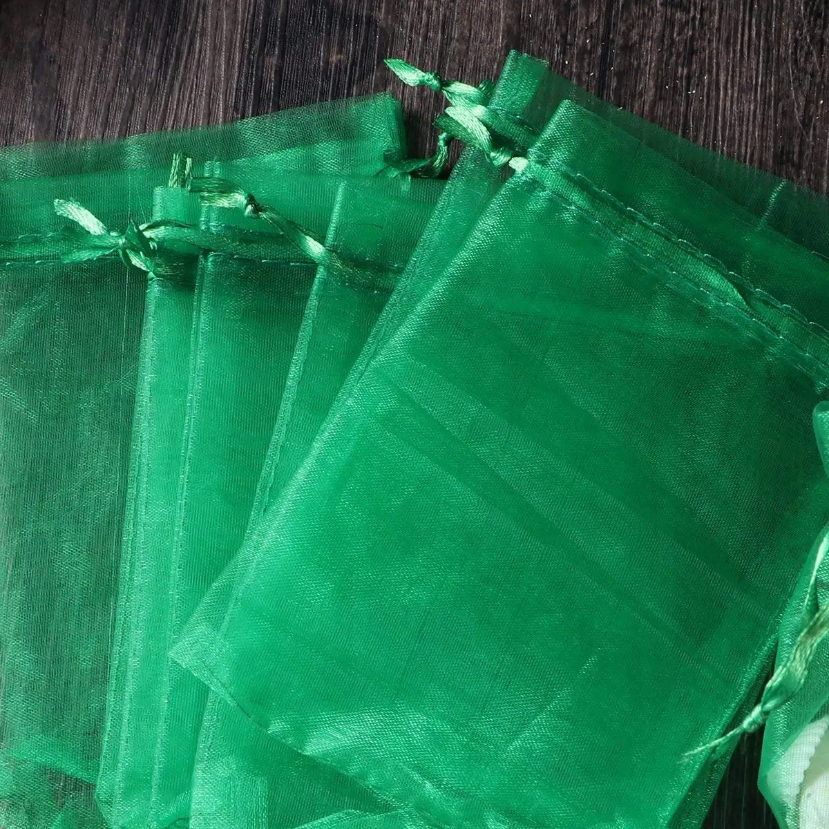 Mesh Green Clear Jewelry Gift Wrap Goody Package Sachet Drawstring 1000 Organza Bags for Baby Shower Christmas Party