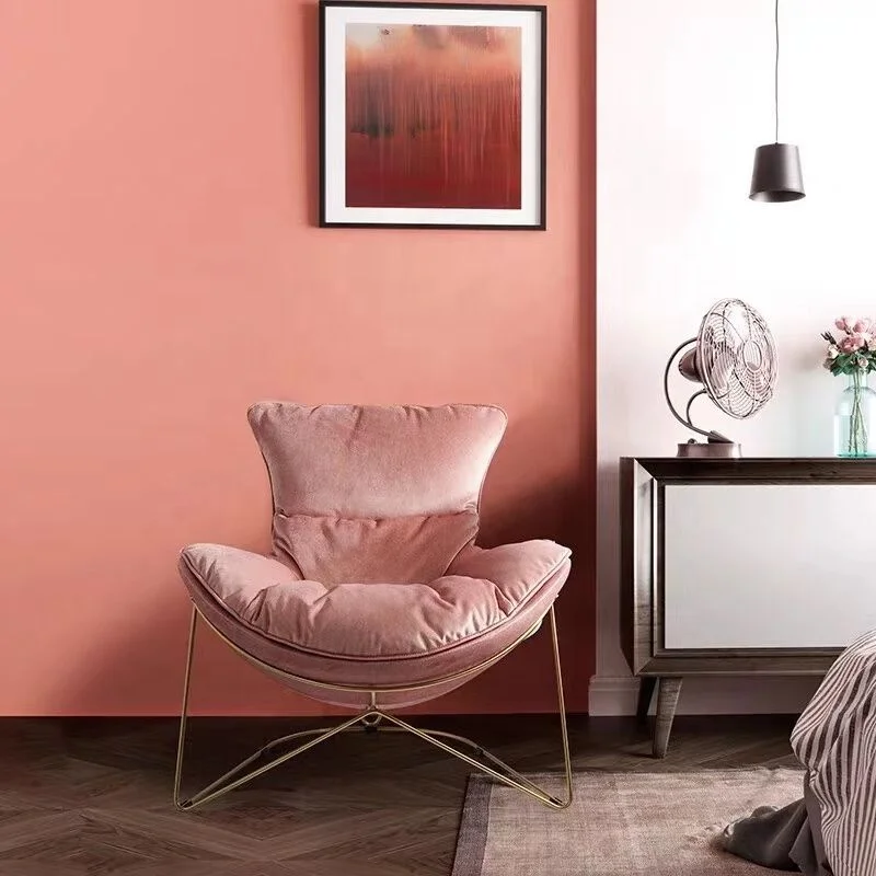 custom made fabric leisure sofa chair fiberglass ball shape chairs metal steel frame modern comfortable soft accent chair