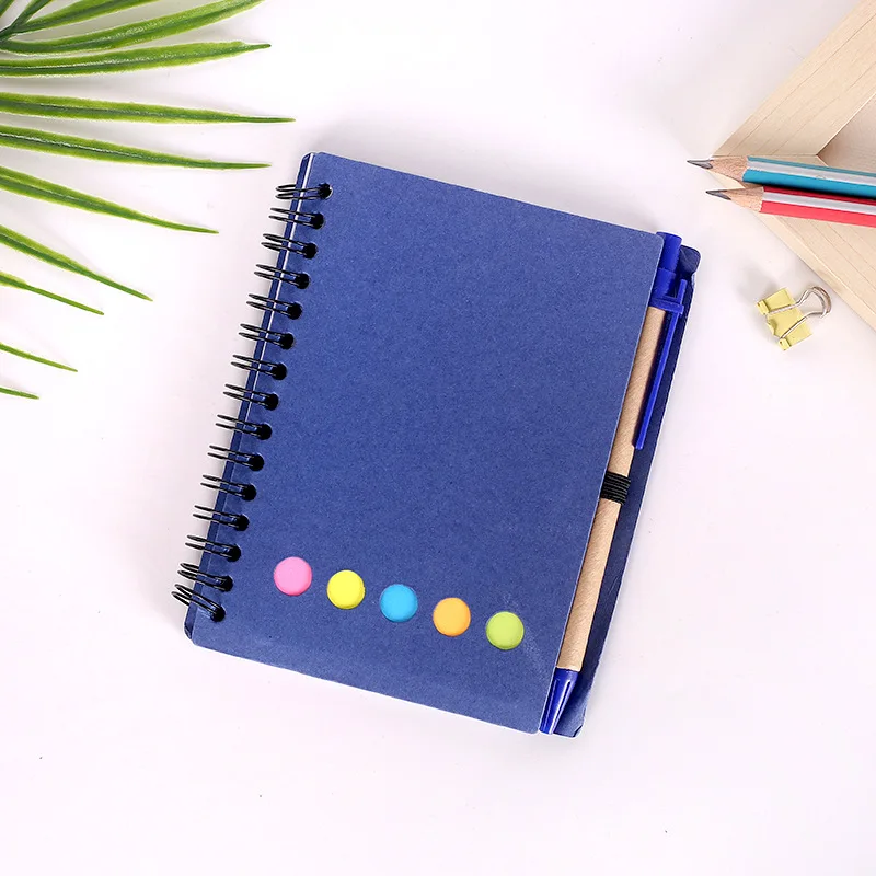 Custom Logo Mini Notebook Sticky Notes with Pen Kraft Paper Covered Magnetic Thermally Bound Promotional Leather Note Pad