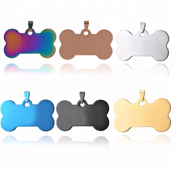 High Mirror Polish Blank Style Fashion Cheap Wholesale Metal Stainless Steel Pet Dog Bone Pendant for DIY Custom Engraving