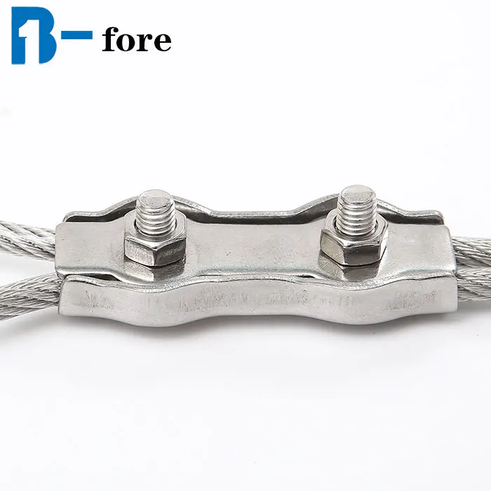 
High quality stainless Steel 304 Duplex Clamp for Cable wire rope hold down clip 
