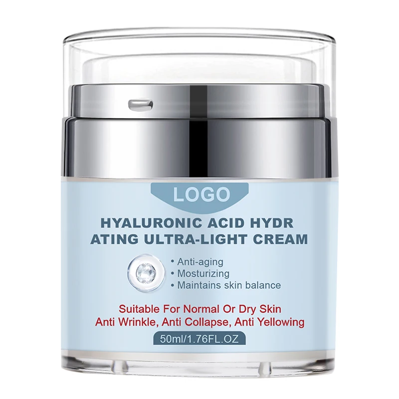 Wholesale Hyaluronic Acid Moisturizer Facial Cream Faciales Skin Tightening Anti Aging Ultra-Light Creme Organic Face Cream