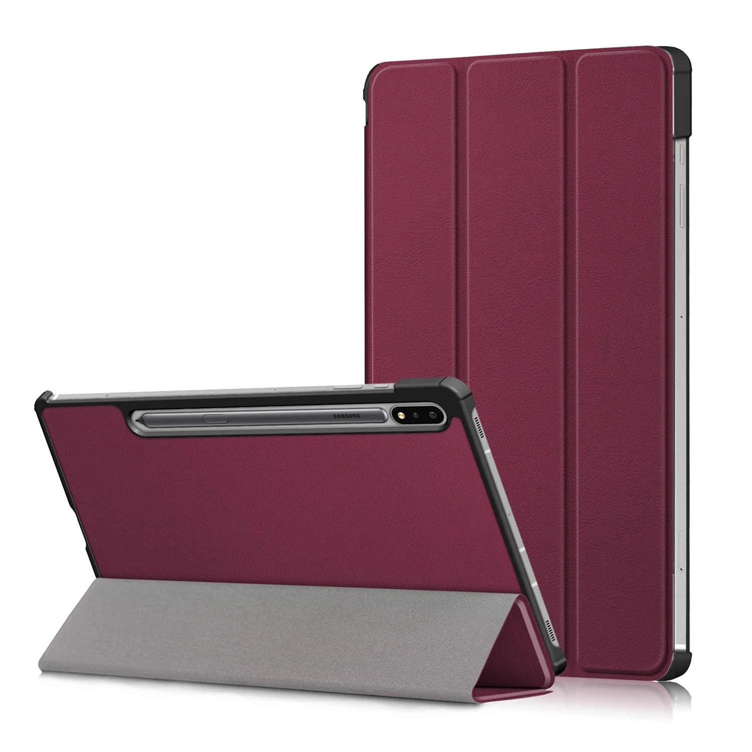PU Leather Tri-flold Tablet PC Cover For Samsung Galaxy Tab S7 FE SM-T730 Case  For Samsung SM-T735 SM-T736 SM-T738 Case