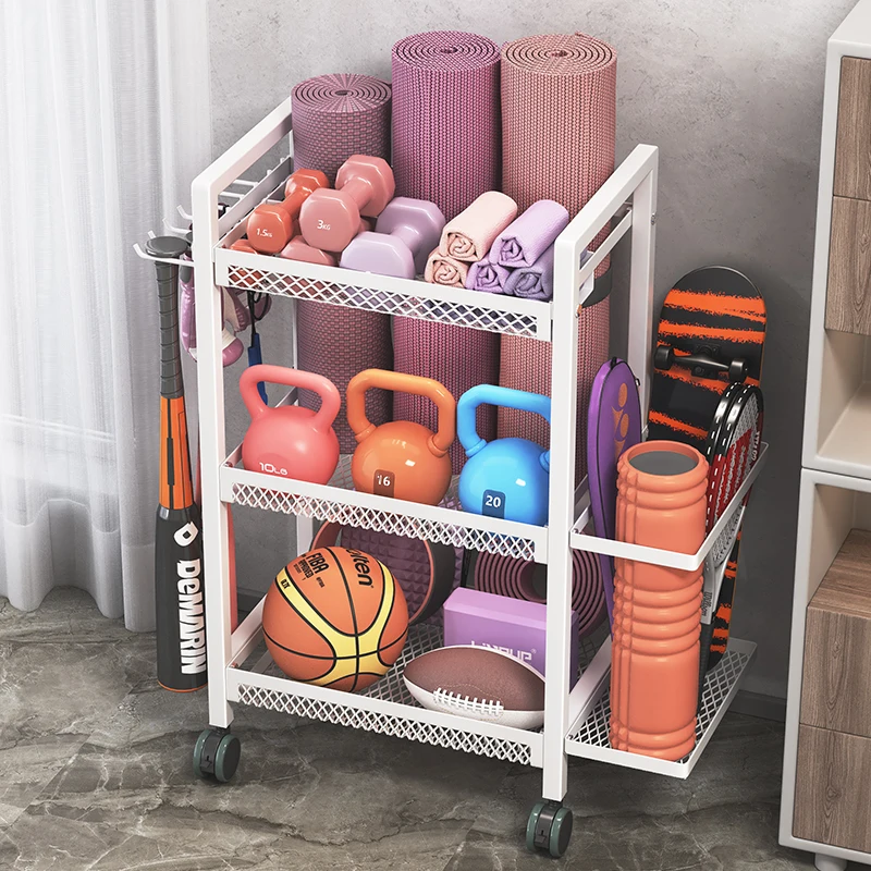 Metal all-in-one adjustable dumbbell home fitness equipment yoga mat storage  basketball display golf rack