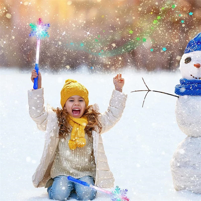 Factory Price Christmas party supplies LED Toys Snowflake Stick Light Up Snow Magic LED Wand