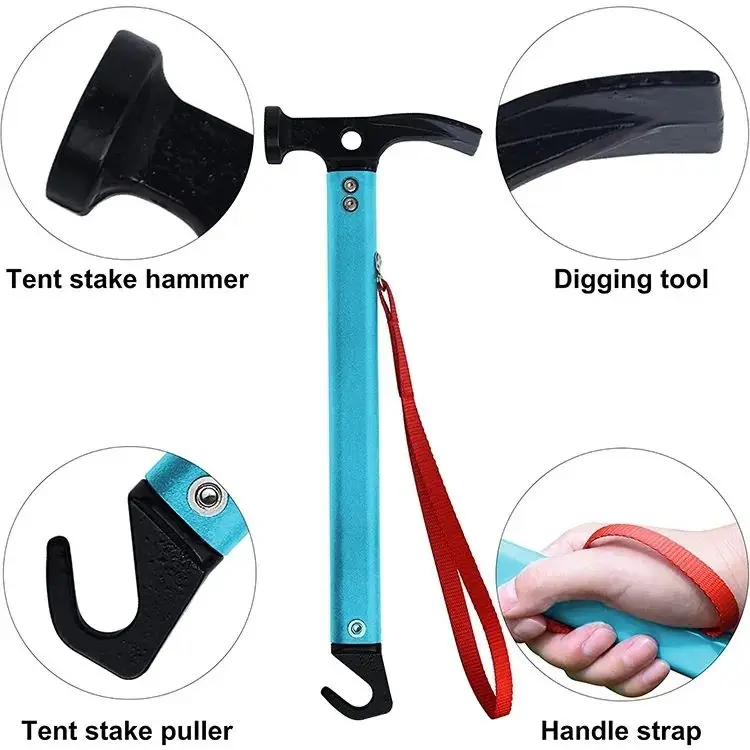 Tent Accessory OEM Hammer Aluminum Alloy Handle for outdoor hiking Camping Peg Hammer Lightweight Tent Stake Hammer