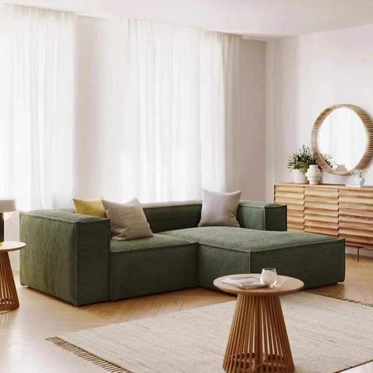Hot Selling Green Nordic style L-shape Modular Corner Compressed Sofa Living Room Furniture