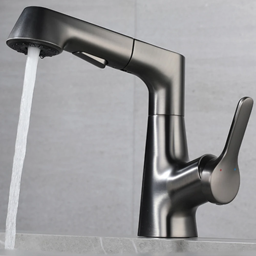 Latest Model Dark Bathroom Pull Out Faucet Spray Head Wash Basin Mixer Tap