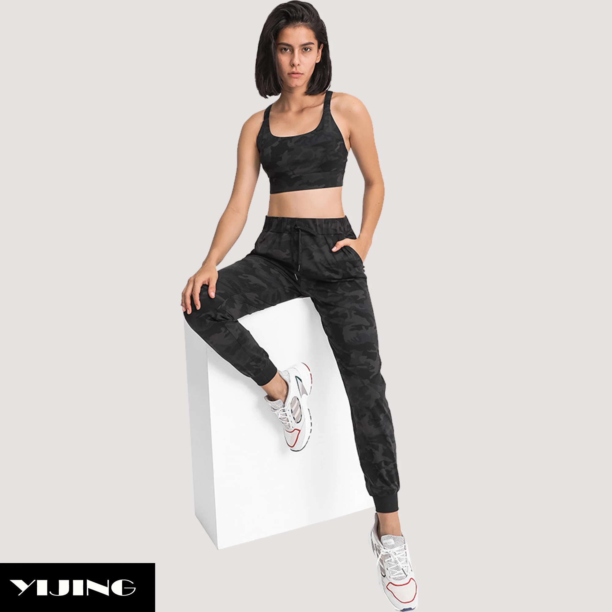 Custom New Fashion Leggings Stretched Drawing Waist Running Sports Pant Camo Yoga Legging With Pockets Gym Joggers