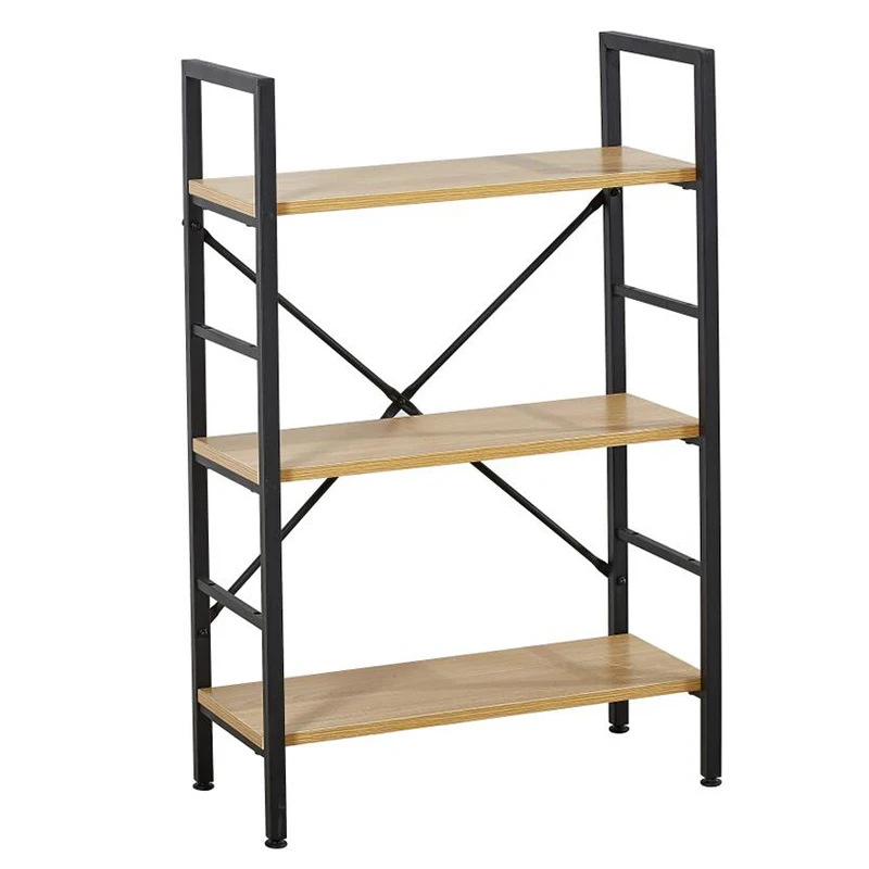 Storage Shelf Book Shelves Rack Wood Metal Frame Nature Design Bookcase